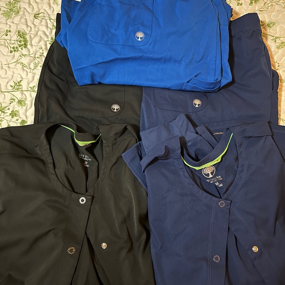 Blue and Black Scrub Jackets and Pants Bundle